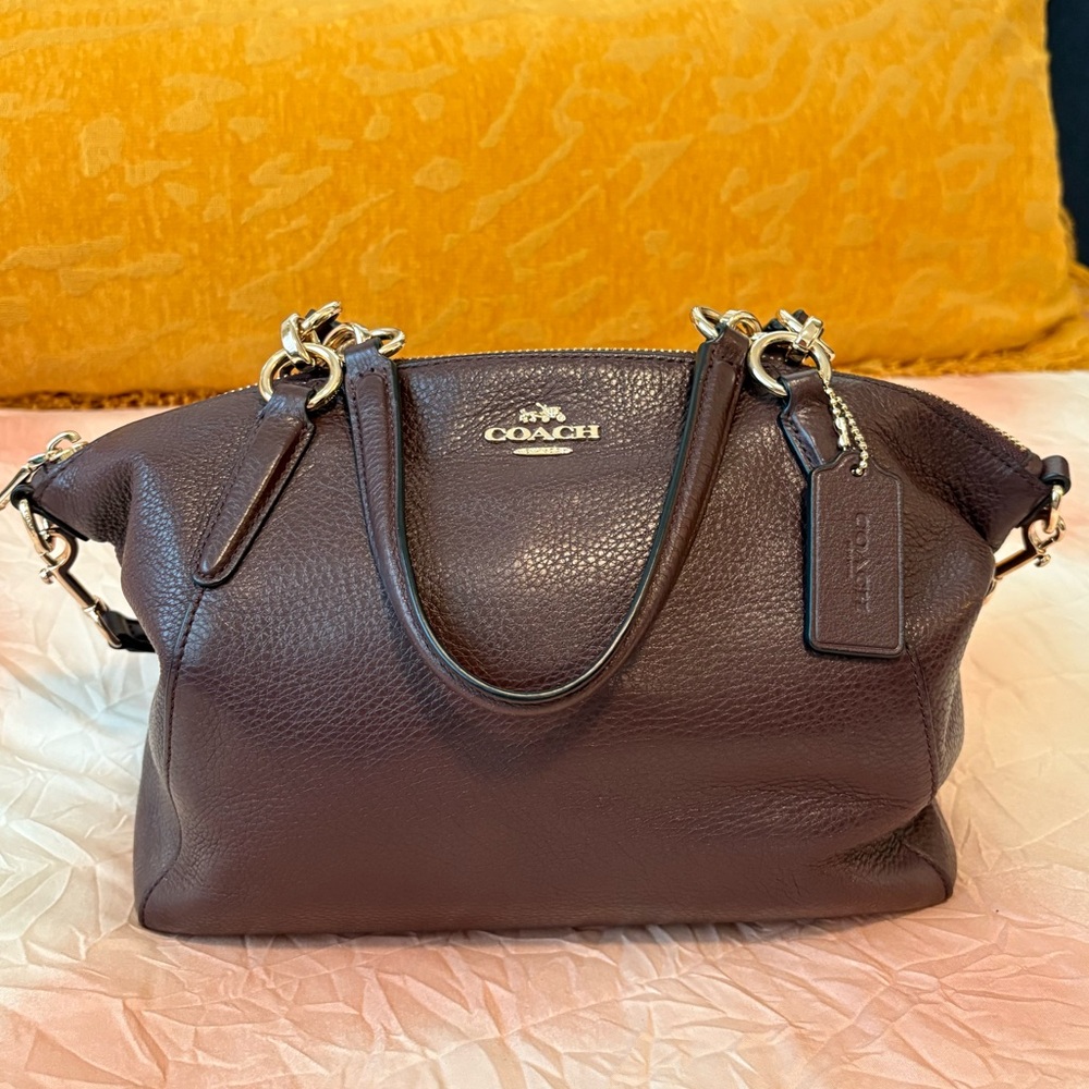 Coach Burgundy Pebbled Leather Shoulder Bag